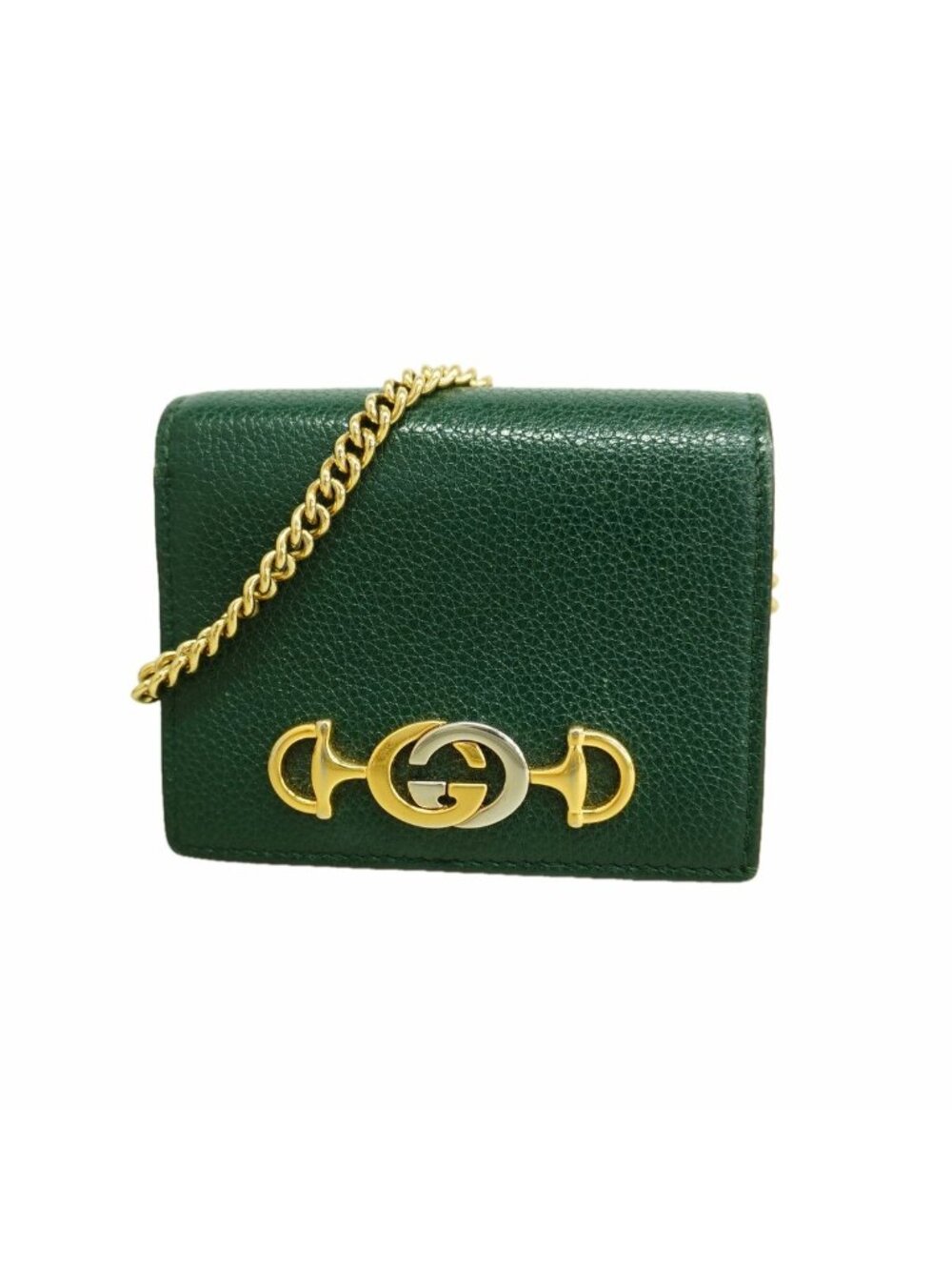 Gucci Wallet Zumi Leather Green Gold Silver